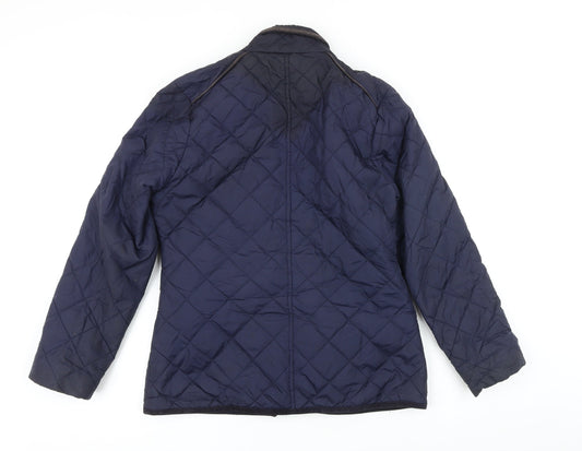 Avenue Womens Blue Quilted Jacket Size S Zip