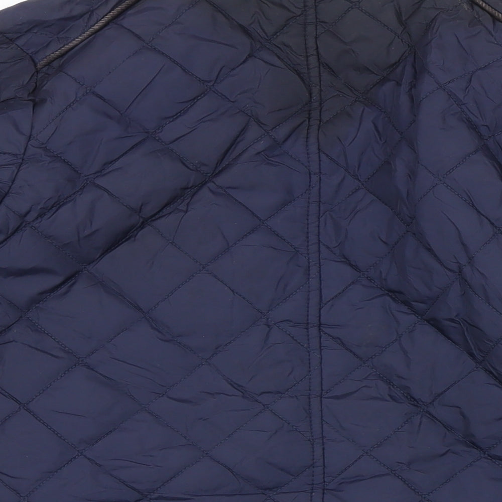 Avenue Womens Blue Quilted Jacket Size S Zip