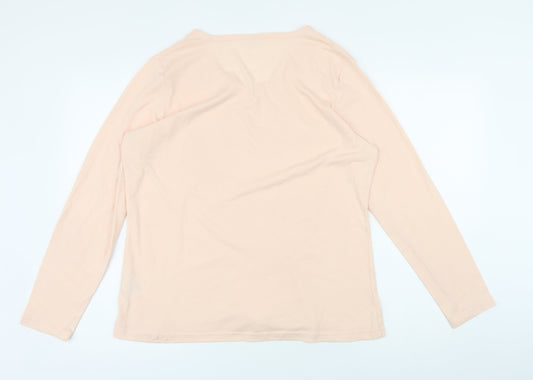 Damart Womens Pink Polyester Basic T-Shirt Size 18 V-Neck