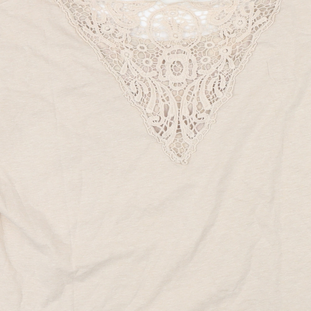 Womens UK Size 16 Indigo Beige Basic T-Shirt