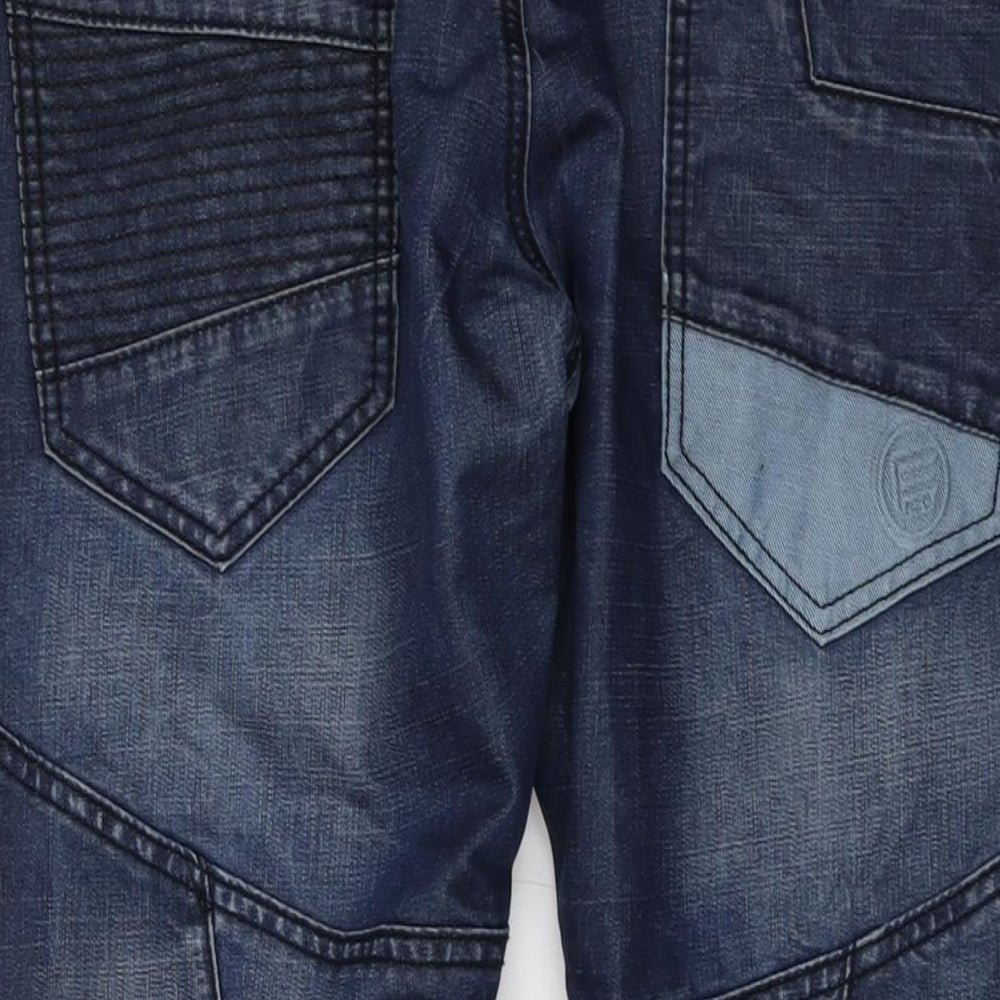Zenzo Mens Blue Cotton Straight Jeans Size 38 in L32 in Regular Button
