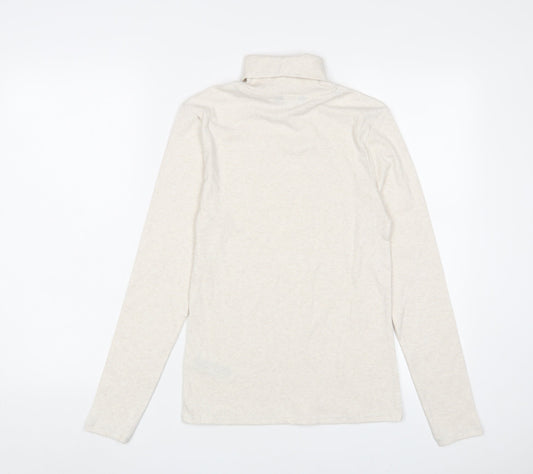 Marks and Spencer Womens Beige Polyester Basic T-Shirt Size 10 Roll Neck