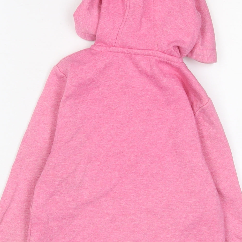 Marks and Spencer Girls Pink Cotton Full Zip Hoodie Size 7-8 Years Zip