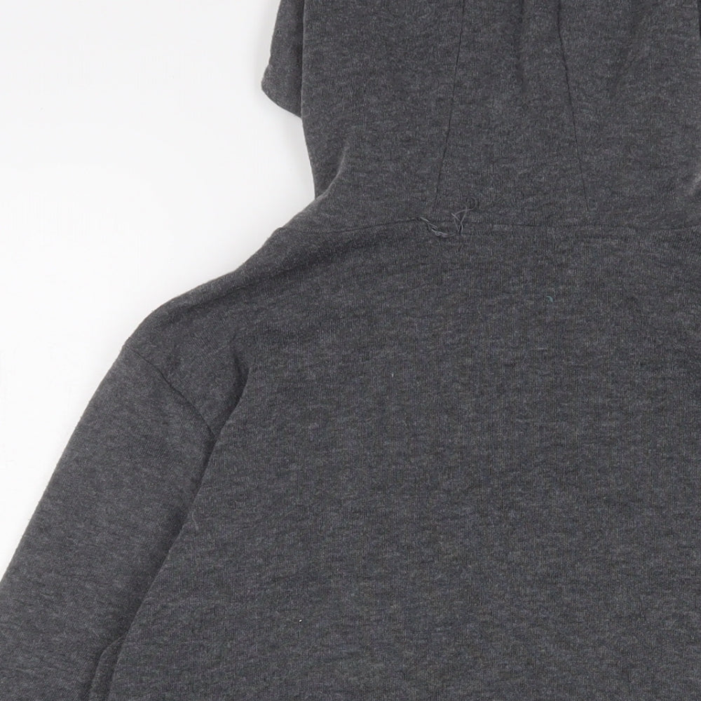 SIIMHWRSS Mens Grey Cotton Full Zip Hoodie Size S - Zip Pockets