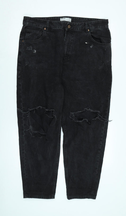 Mens UK Size 38 in Berkshire Regular Fit Straight Black Jeans