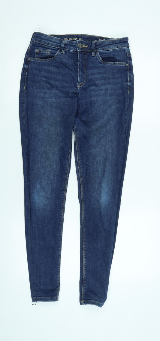 Additional front view of C&A women’s blue cotton blend skinny jeans, size UK 28, in, 30-inch leg regular zip