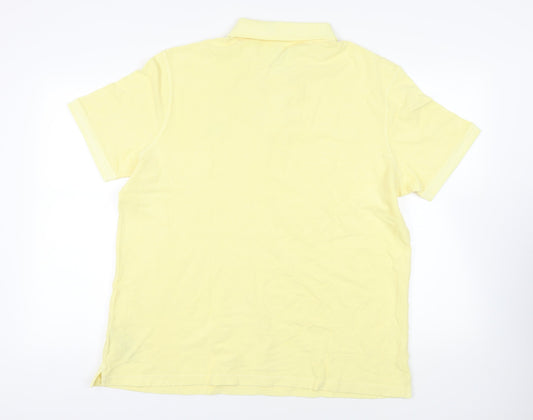 Marks and Spencer Mens Yellow Cotton Polo Size 2XL Collared Button