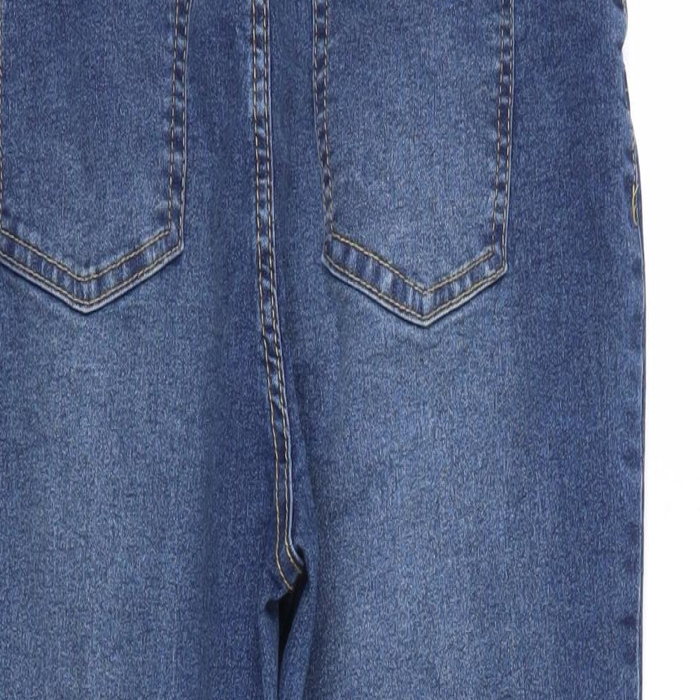 Boohoo Womens Blue Cotton Skinny Jeans Size 12 L27 in Regular - Elasticated Waist