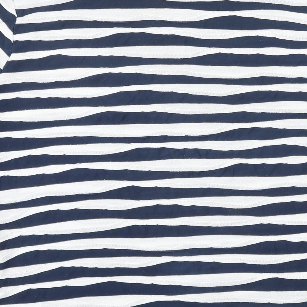 John Lewis Womens Blue Striped Viscose Tunic T-Shirt Size 12 Boat Neck