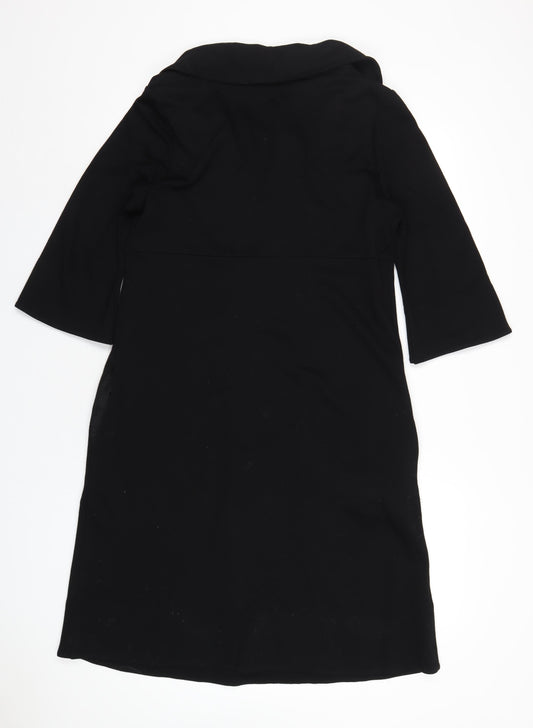 Fenn Wright Manson Womens Black Viscose A-Line Size 14 Roll Neck Pullover