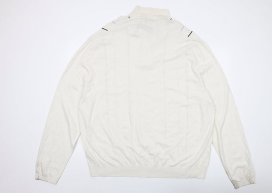 Autograph Mens Ivory Collared Viscose Pullover Jumper Size 4XL Long Sleeve