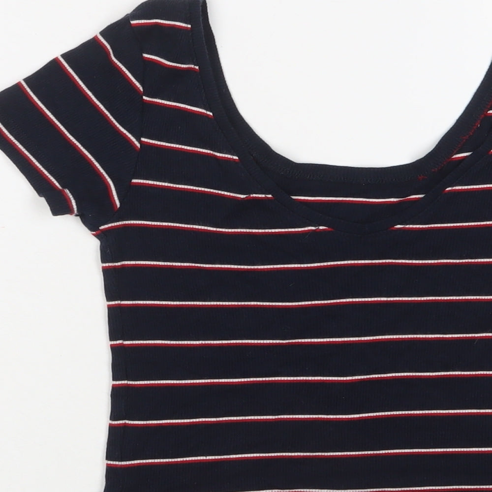 Womens UK Size S Pull&Bear Blue Basic T-Shirt