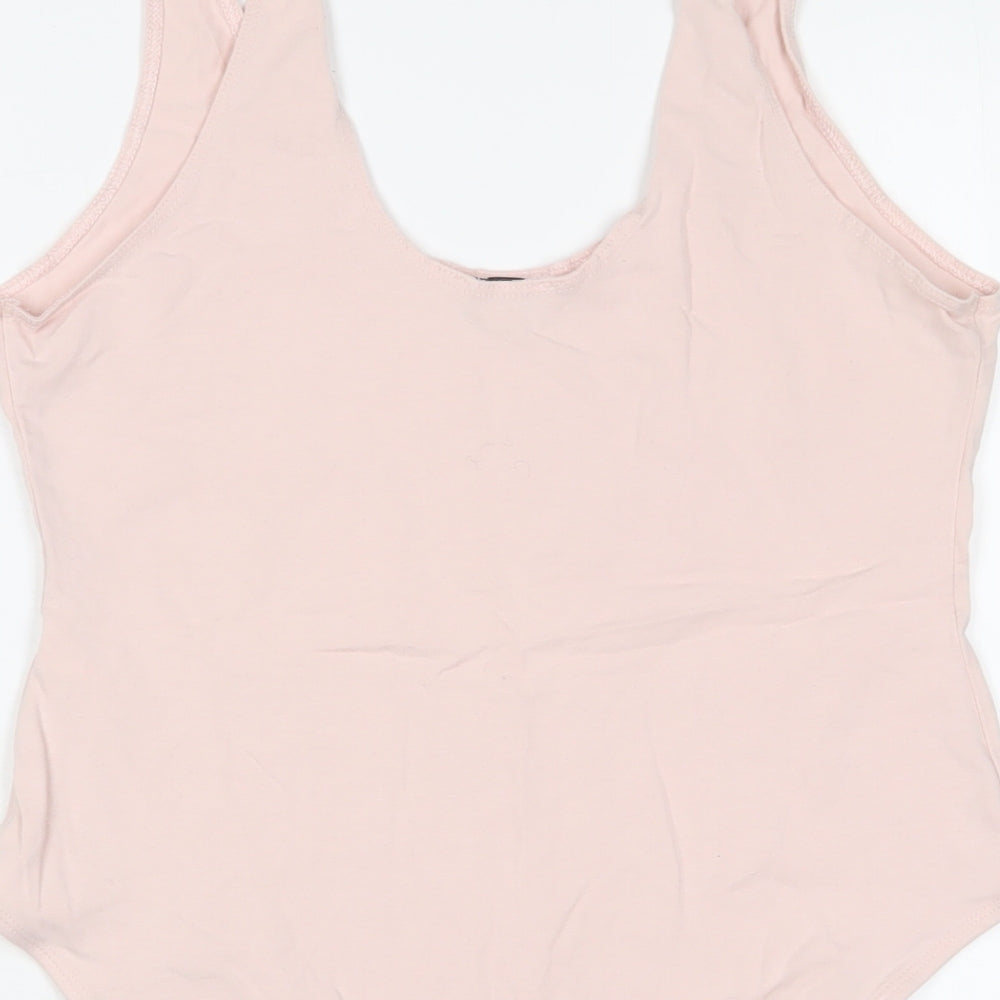 Miss Selfridge Womens Pink Cotton Bodysuit One-Piece Size 16 Snap