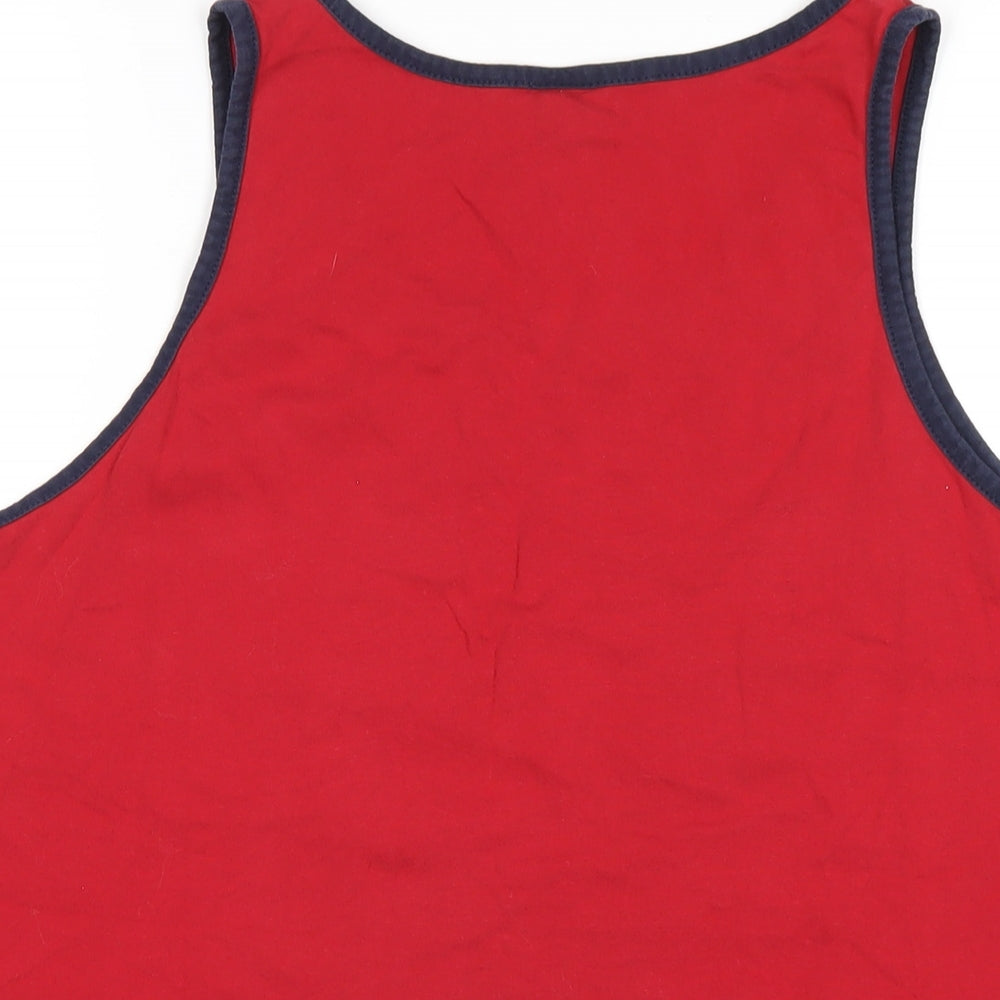 Oak Valley Mens Red Cotton T-Shirt Size L Round Neck