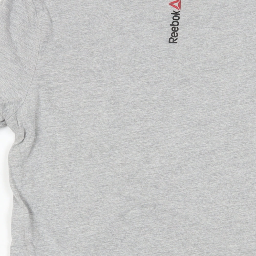 Reebok Mens Grey Cotton T-Shirt Size S Crew Neck - Logo