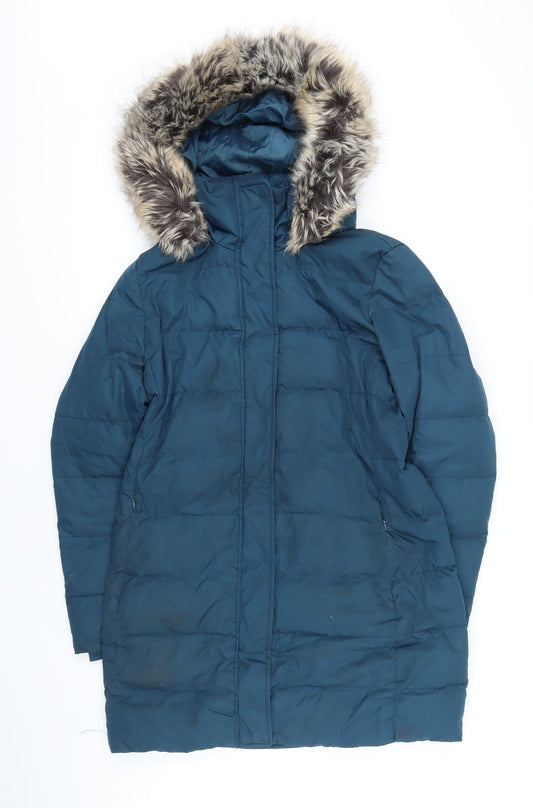Womens UK Size S Lands' End Blue Quilted Coat