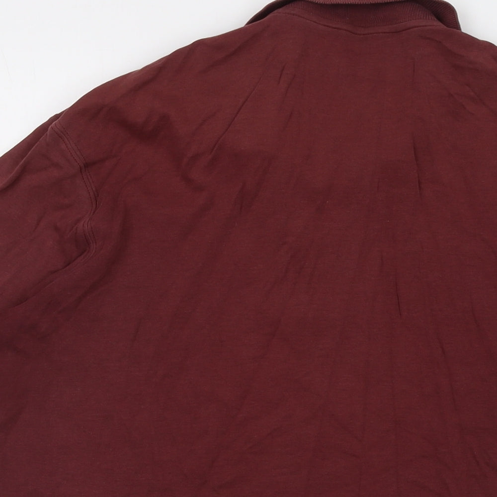 Lands' End Mens Red Cotton Polo Size M Collared Button