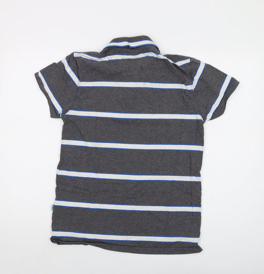 Canterbury Mens Grey Striped Cotton Polo Size S Collared Button - Rugby World Cup 2015