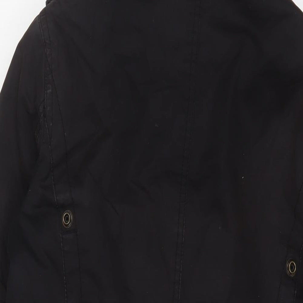 Brand and care label for ESPRIT women’s brown jacket coat, size M, zip - logo, embroidered