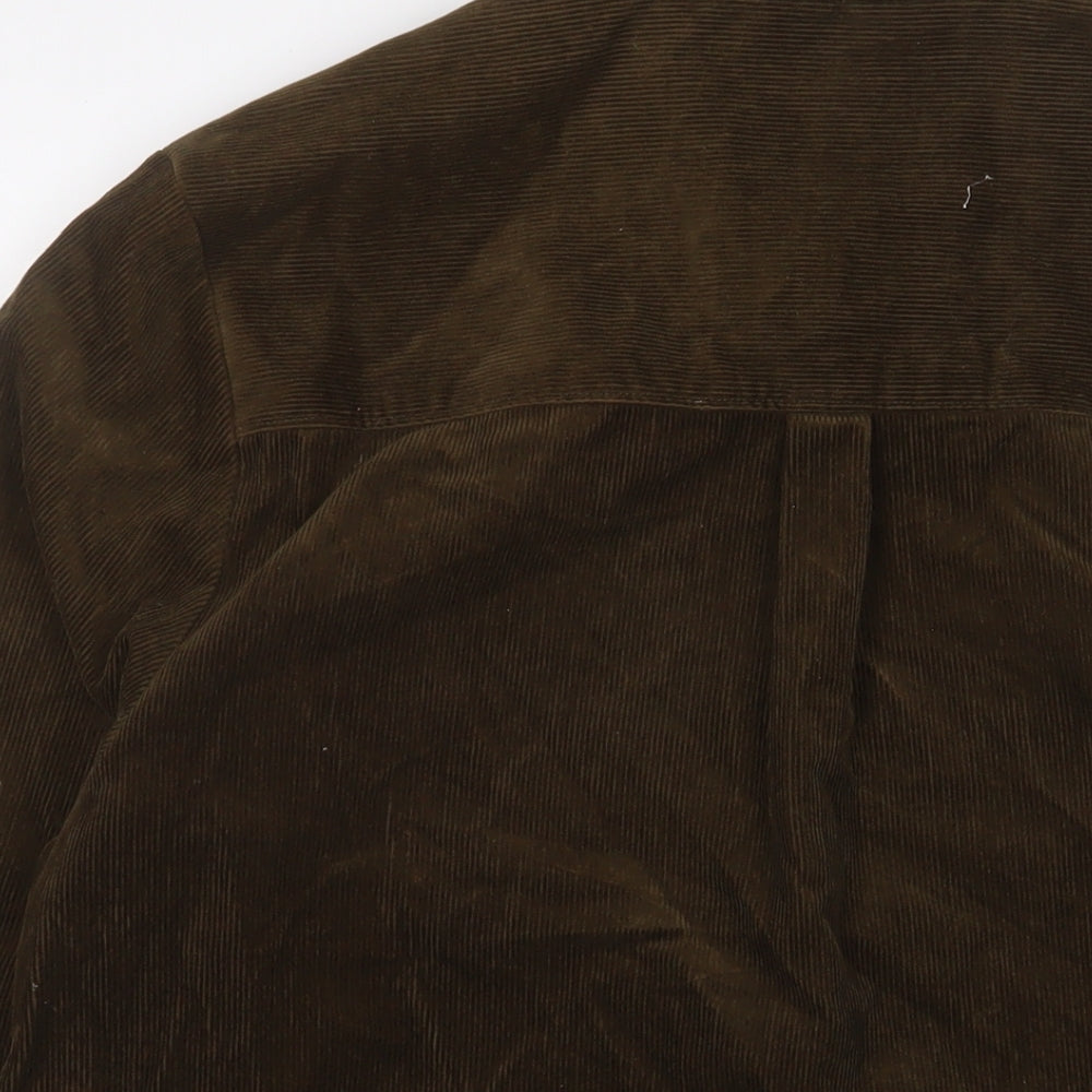 Cotswold Mens Green Cotton Button-Up Size L Collared Button