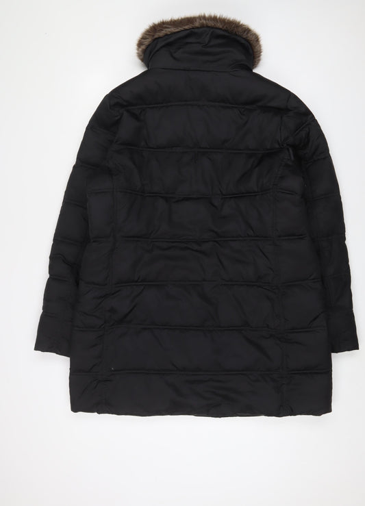 Landsend Womens Black Quilted Coat Size L Zip - Pockets