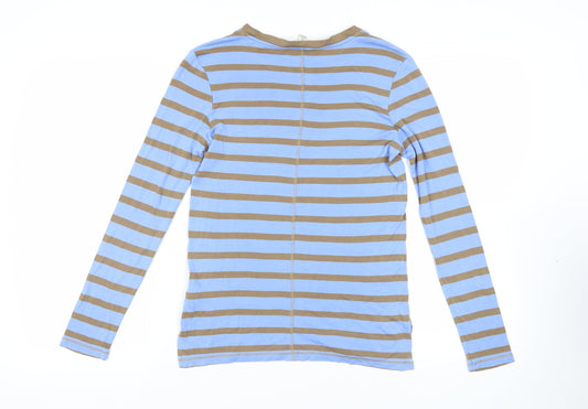 Autograph Womens Blue Striped Lyocell Basic T-Shirt Size 8 Round Neck