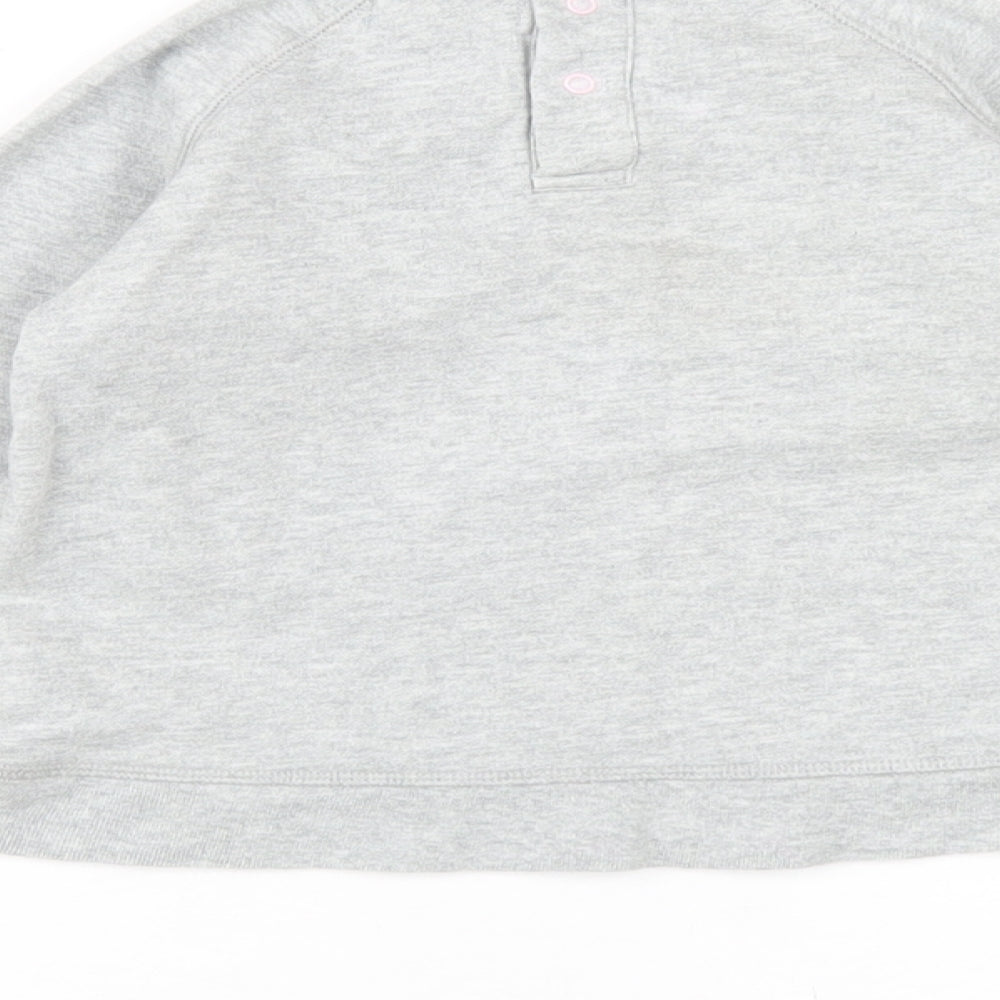 Baby Boden Girls Grey Cotton Pullover Sweatshirt Size 2-3 Years Snap - Flower Embroidery