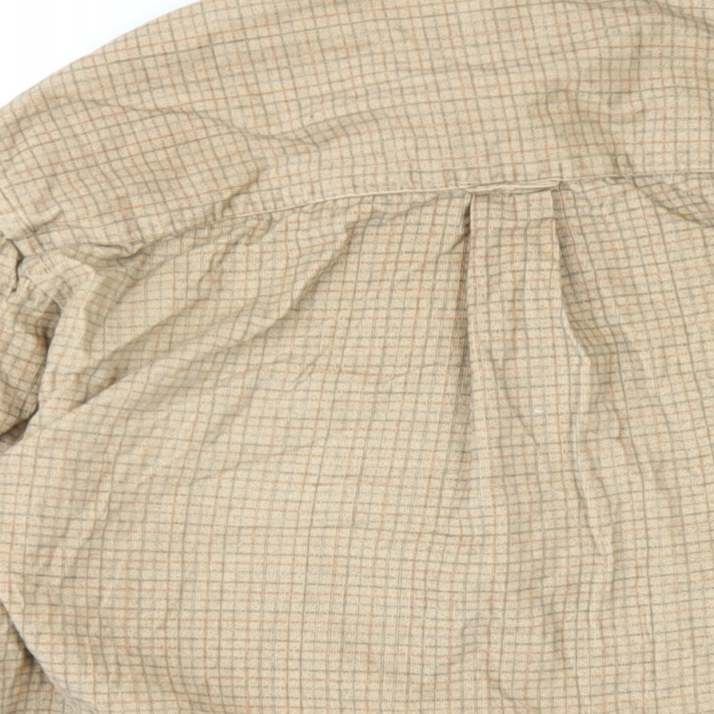 First Down Mens Beige Check Cotton Button-Up Size L Collared Button