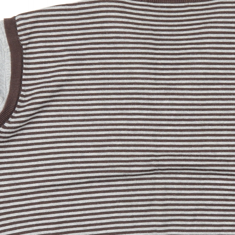 Full Circle Mens Brown Round Neck Cotton Pullover Jumper Size XL Short Sleeve