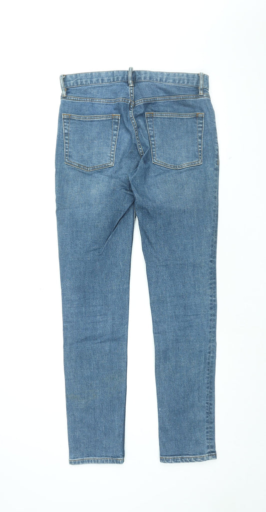 Topman Mens Blue Cotton Skinny Jeans Size 30 in L32 in Regular Zip