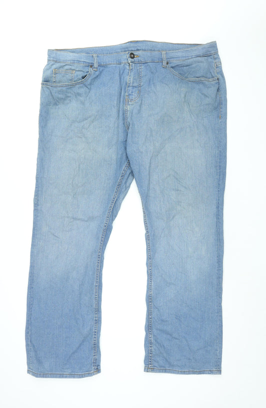 Additional front view of Denim & Co. women’s blue cotton straight jeans, size UK 42, in, 32-inch leg regular zip