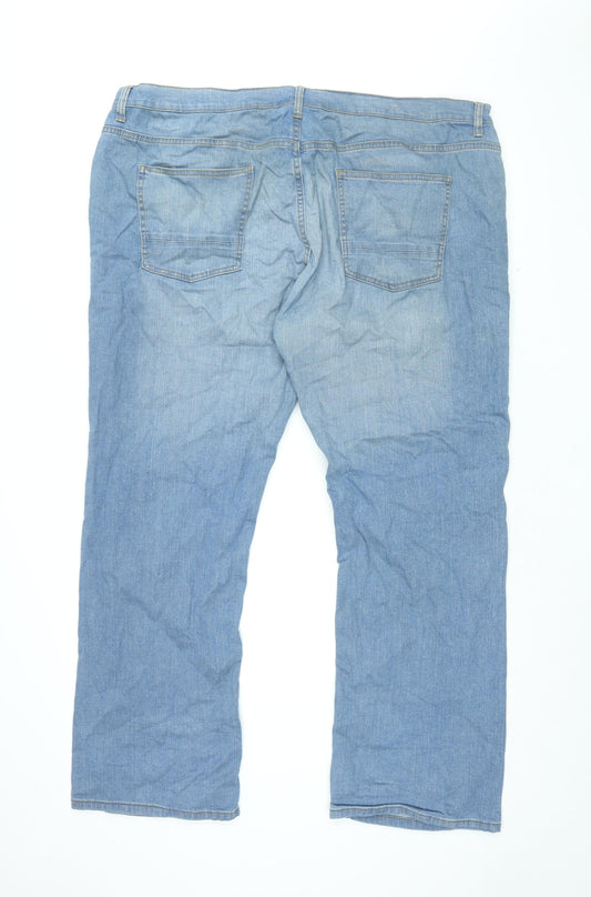 Denim & Co. Womens Blue Cotton Straight Jeans Size 42 in L32 in Regular Zip
