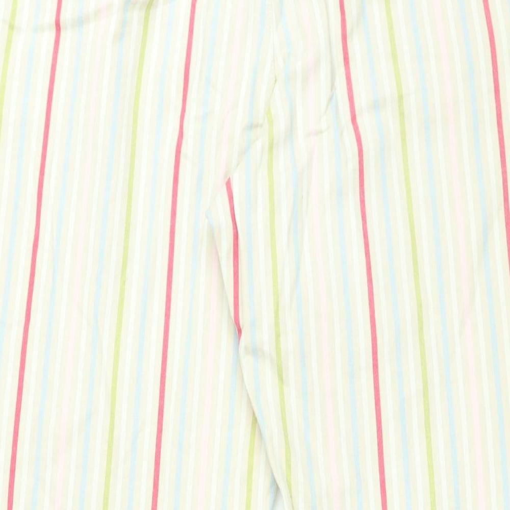 Vackray Womens Ivory Striped Cotton Trousers Size 33 in L31 in Regular Zip