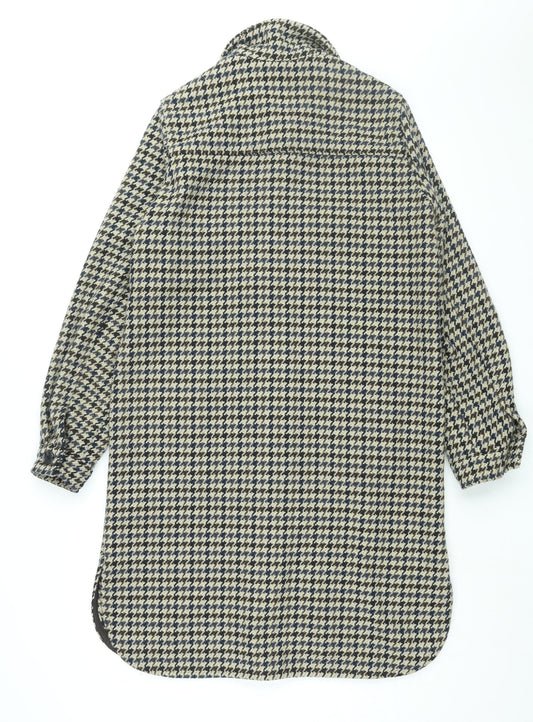 b.young Womens Beige Geometric Jacket Size 6 Button - Houndstooth