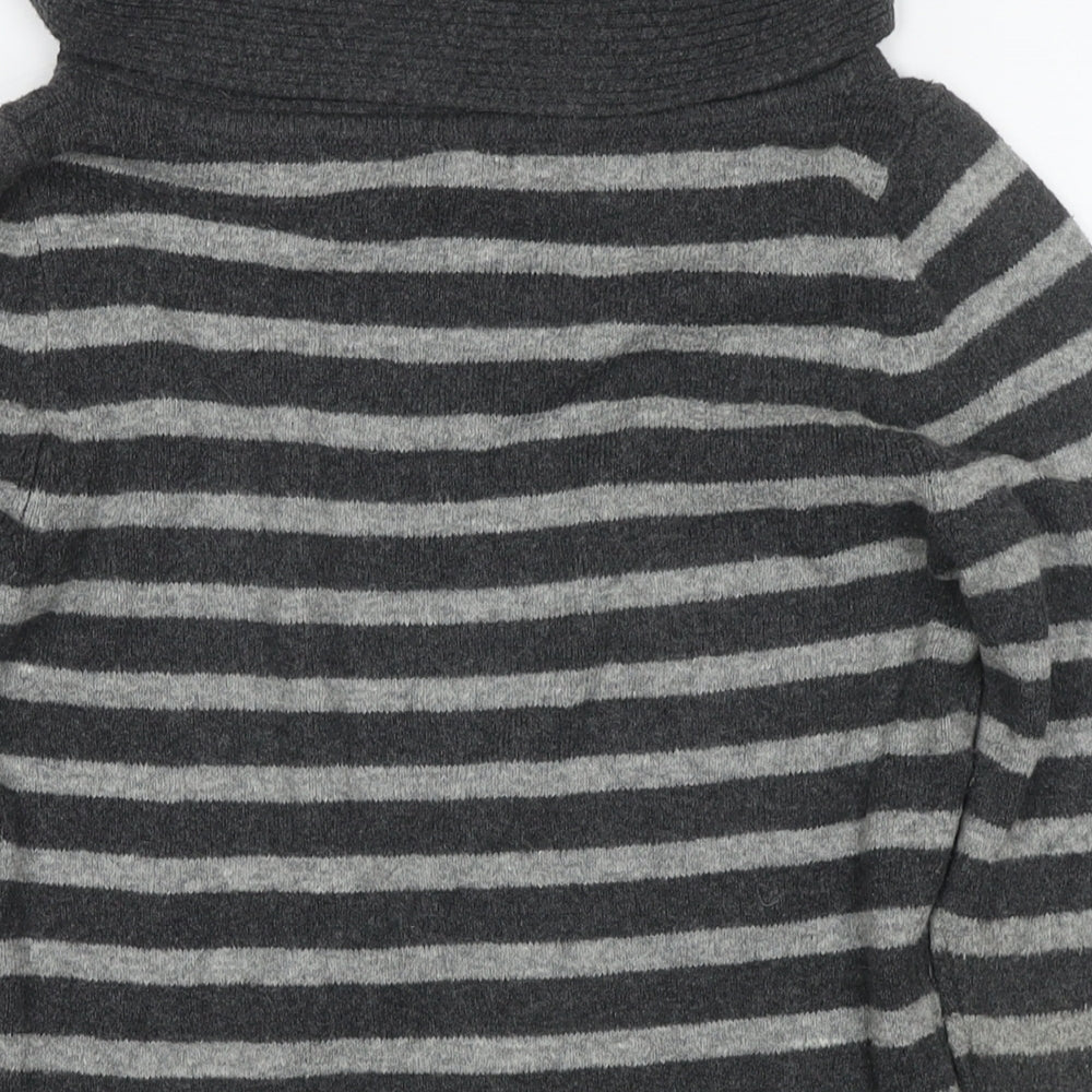 Gap Womens Grey Roll Neck Striped Cotton Pullover Jumper Size S