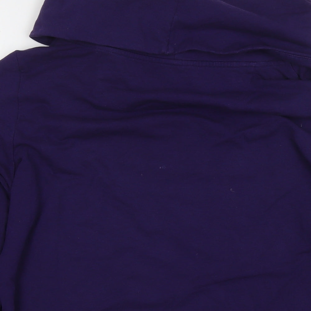 Lands' End Womens Purple Cotton Basic Blouse Size M Roll Neck