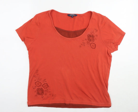 Womens UK Size 16 Maine Red Basic T-Shirt
