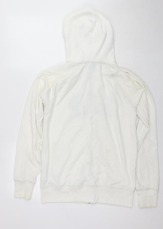 Gap Womens White Cotton Full Zip Hoodie Size M Zip - Logo