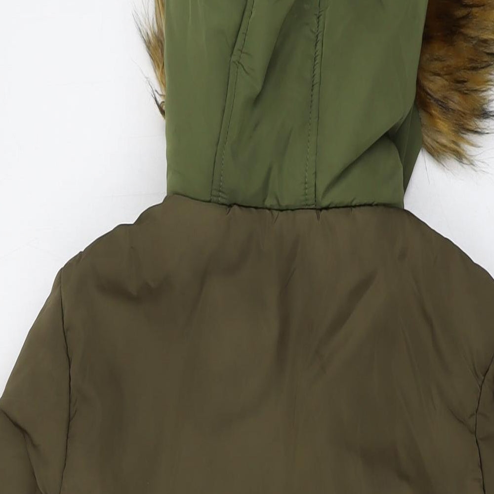 Lipsy Womens Green Parka Coat Size 10 Zip