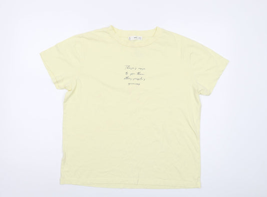 Womens UK Size M Mango Yellow Basic T-Shirt