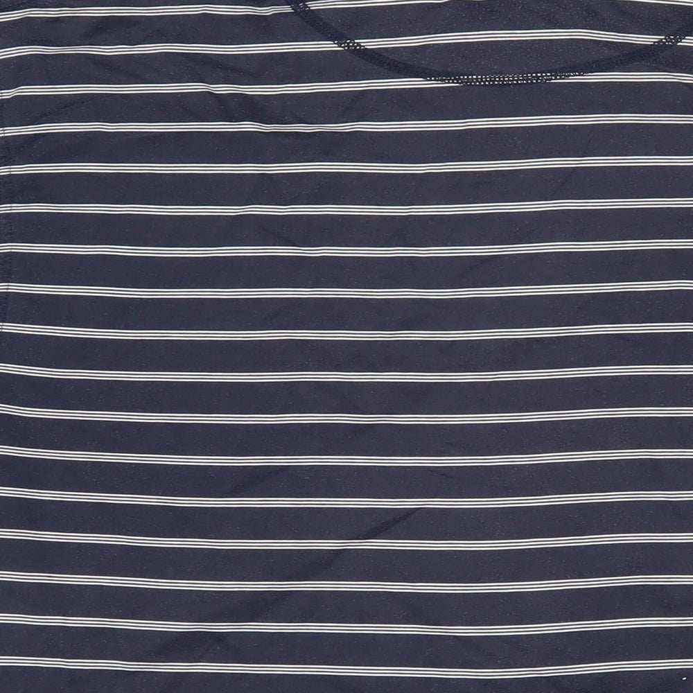 Cutter & Buck Mens Blue Striped 100% Cotton Polo Size M Collared Button