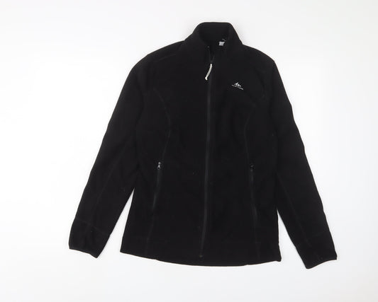 DECATHLON Womens Black Jacket Size S Zip - Logo, Embroidered