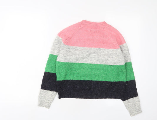 Only Womens Multicoloured Round Neck Striped Polyester Pullover Jumper Size XS