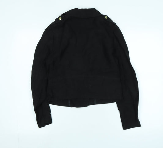 Womens UK Size 8 H&M Black Biker Coat