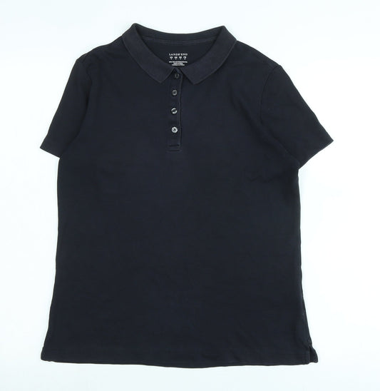 Womens UK Size S Lands End Black Basic Polo