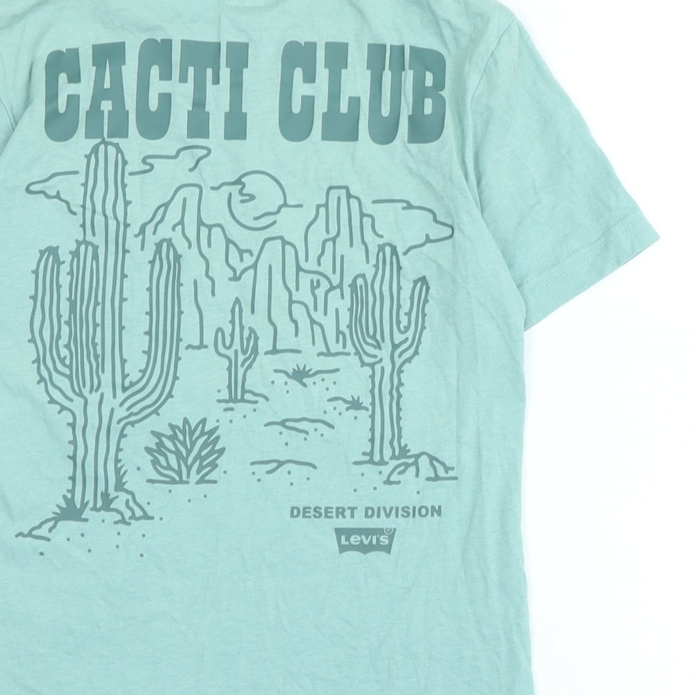 Levi's Boys Green Cotton Basic T-Shirt Size 10-11 Years Crew Neck - Logo - Cacti Club
