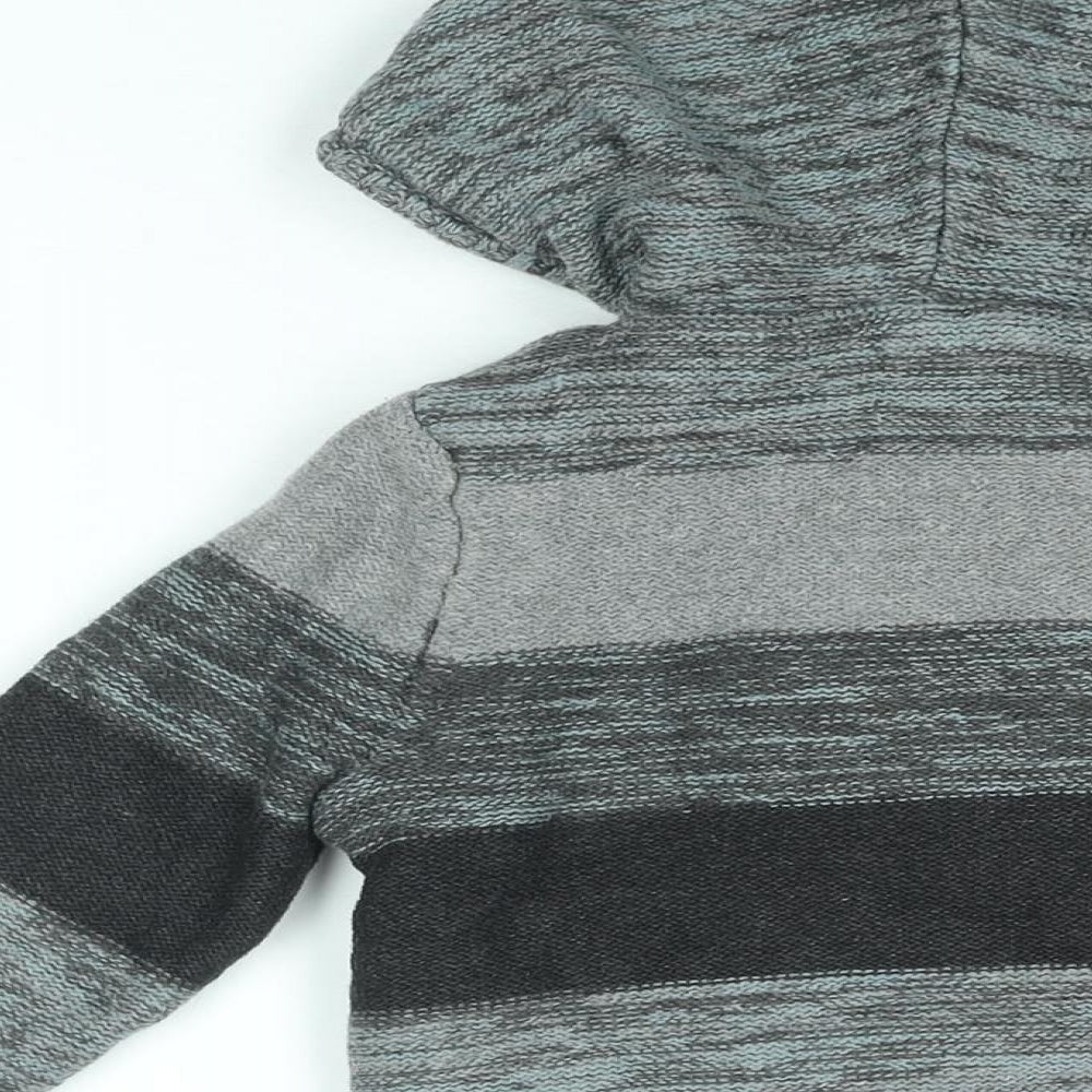 E Of M Boys Grey Striped Cotton Full Zip Hoodie Size 4-5 Years Zip