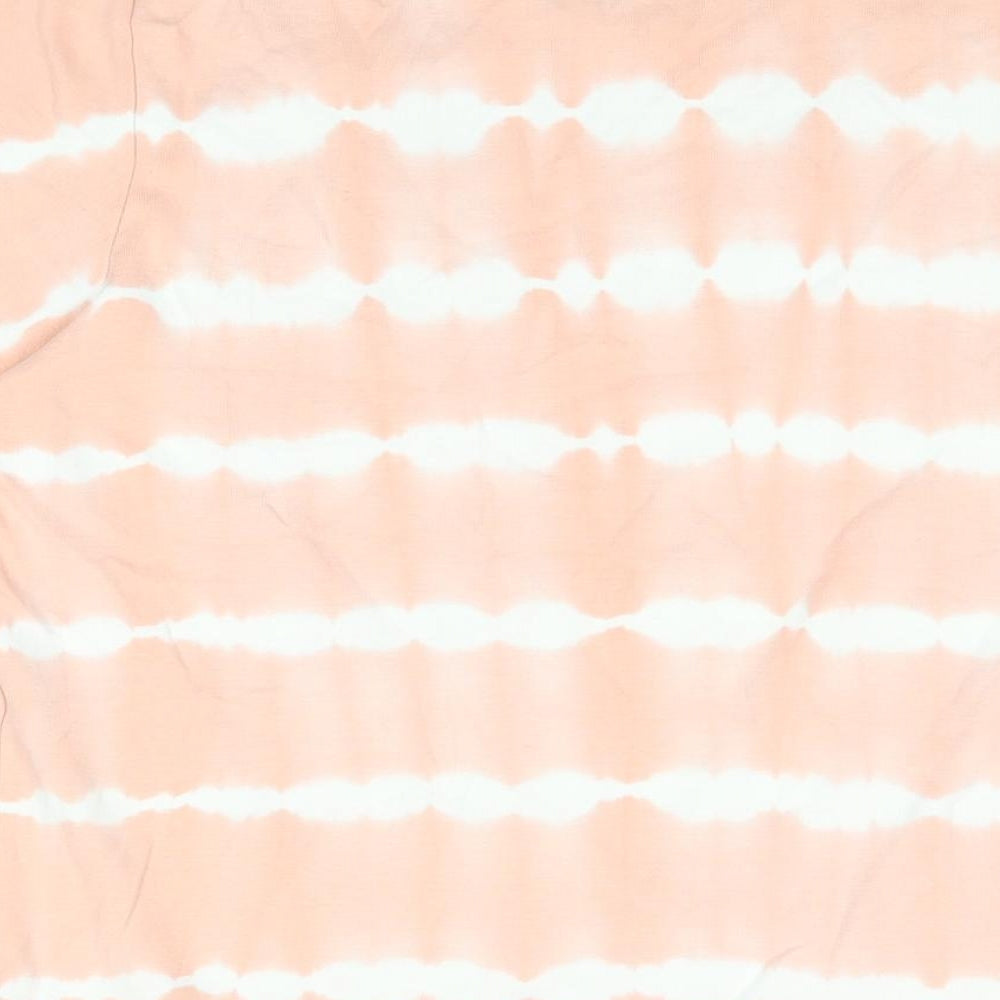 Lands' End Womens Pink Geometric Cotton Basic T-Shirt Size L Round Neck - Tie Dye