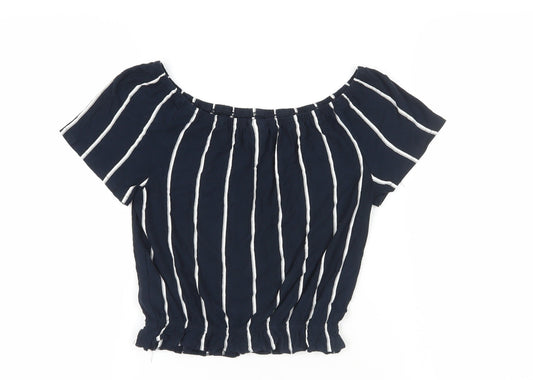 Womens UK Size XS H&M Blue Cropped Blouse