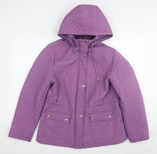 Womens UK Size 14 EWM Purple Quilted Coat
